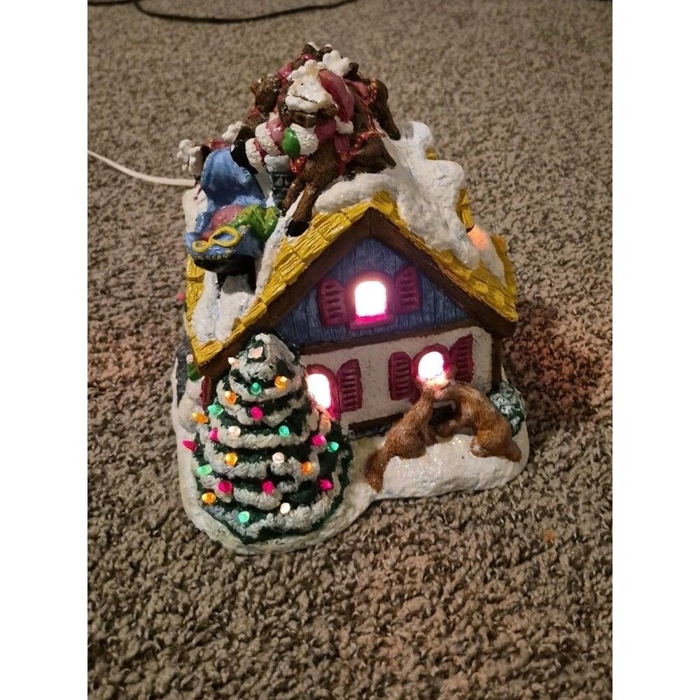 VTG Lighthouse Christmas Santa "Upon The House Top" Reindeer By Plaster Craft - Picture 2 of 8